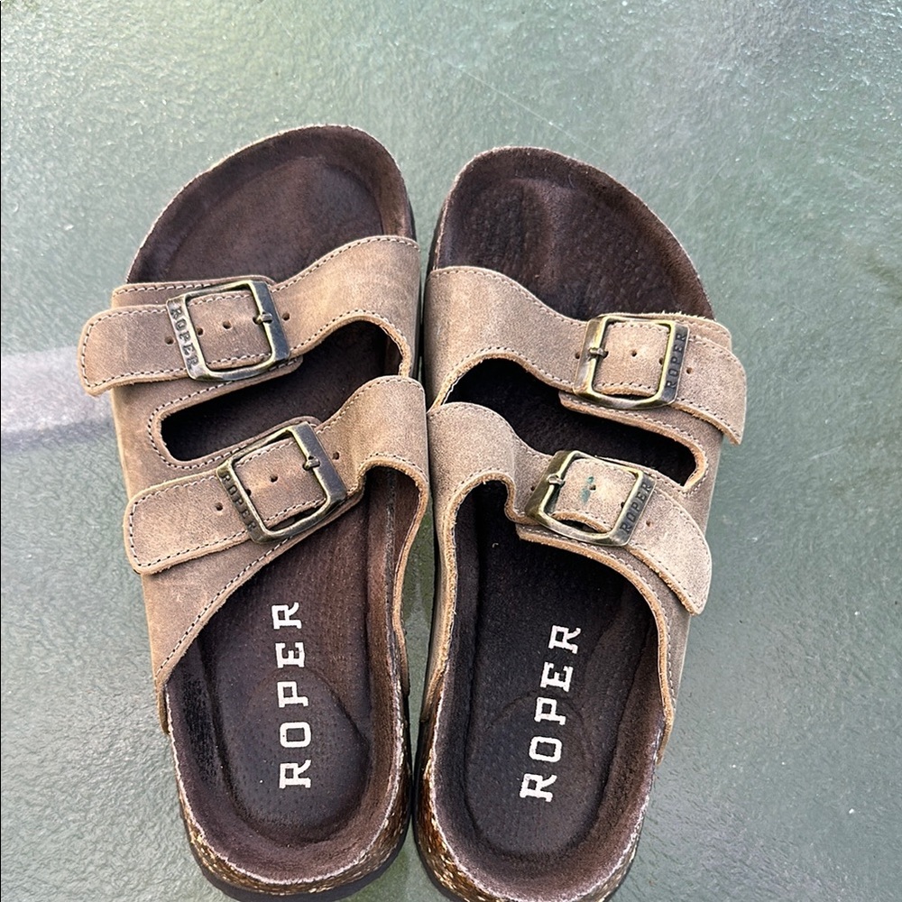 Roper Tan Suede Buckle Sandals